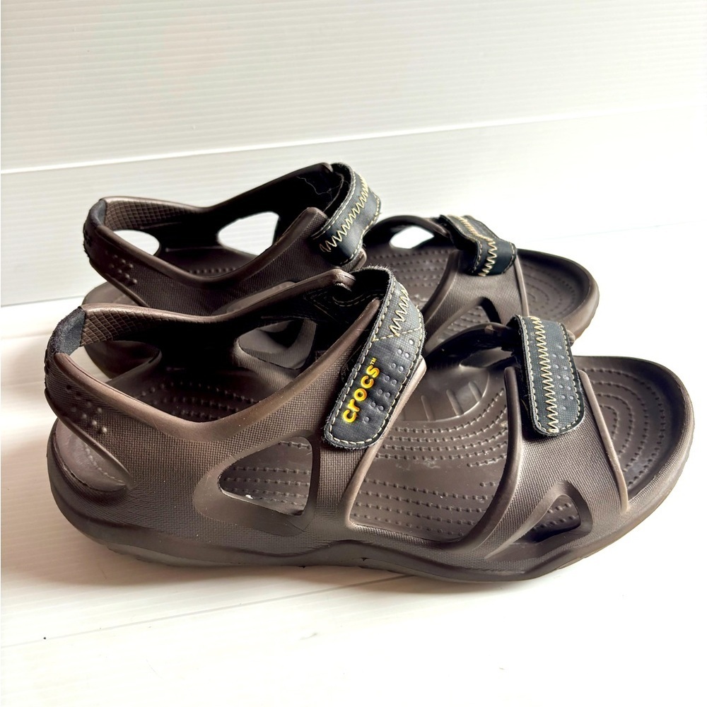 Crocs Men's Brown Adjustable Strap Sandal Shoes Size 8